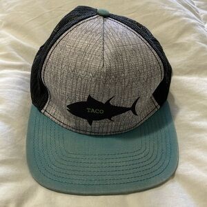 PRANA|  Fish Taco | Flat Brim | Gray/Black/Turquoise| Mesh | Snapback | Hat